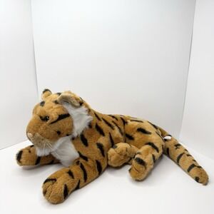 Vintage Diamond Plush Toys Orange Black Tiger Stuffed Animal Laying Lounging 25"
